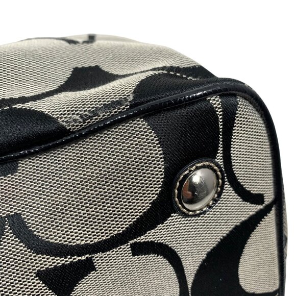 COACH Signature Stripe Carryall Satchel Handbag F19190 Kisslock Trio Pouch Bag - Picture 9 of 10